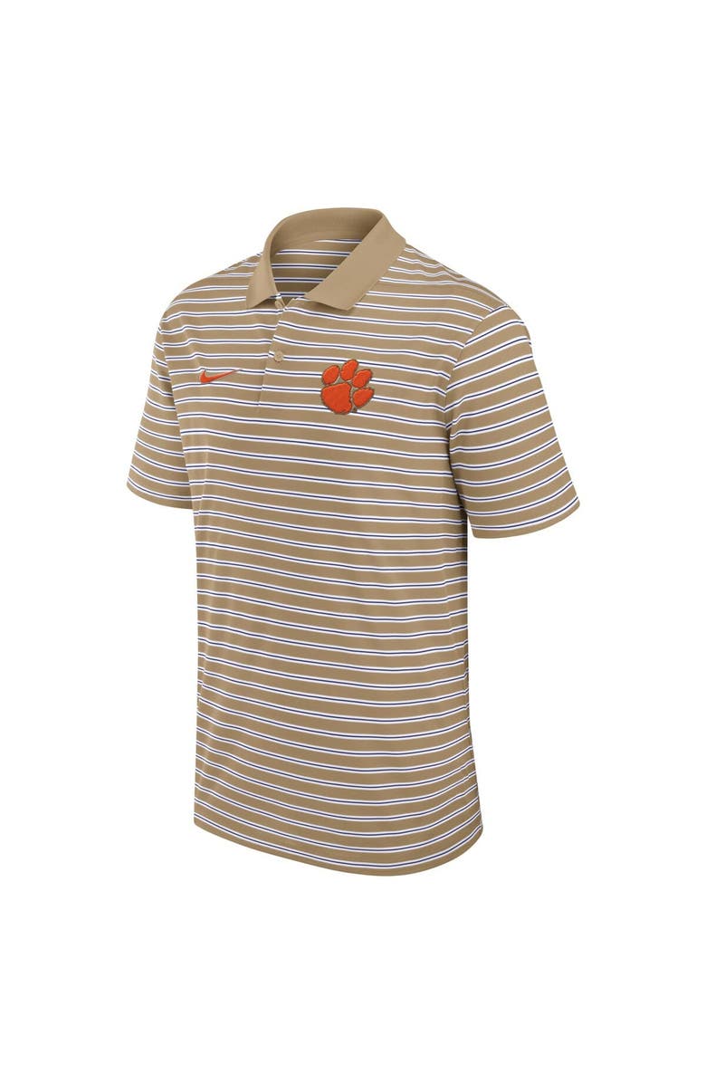 Nike Men's Nike Tan Clemson Tigers Athletic Prep Striped Performance Polo, Alternate, color, Tan