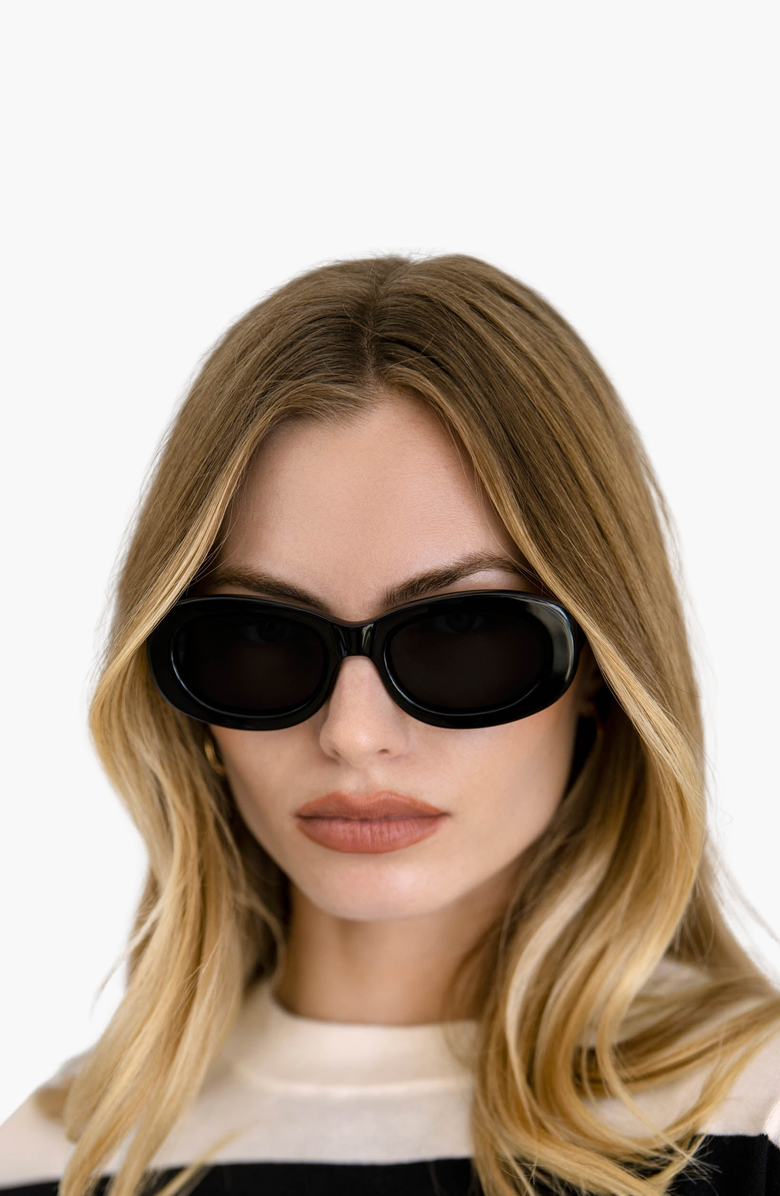 Italic Celeste Oval Italian Acetate Sunglasses, Alternate, color, Black