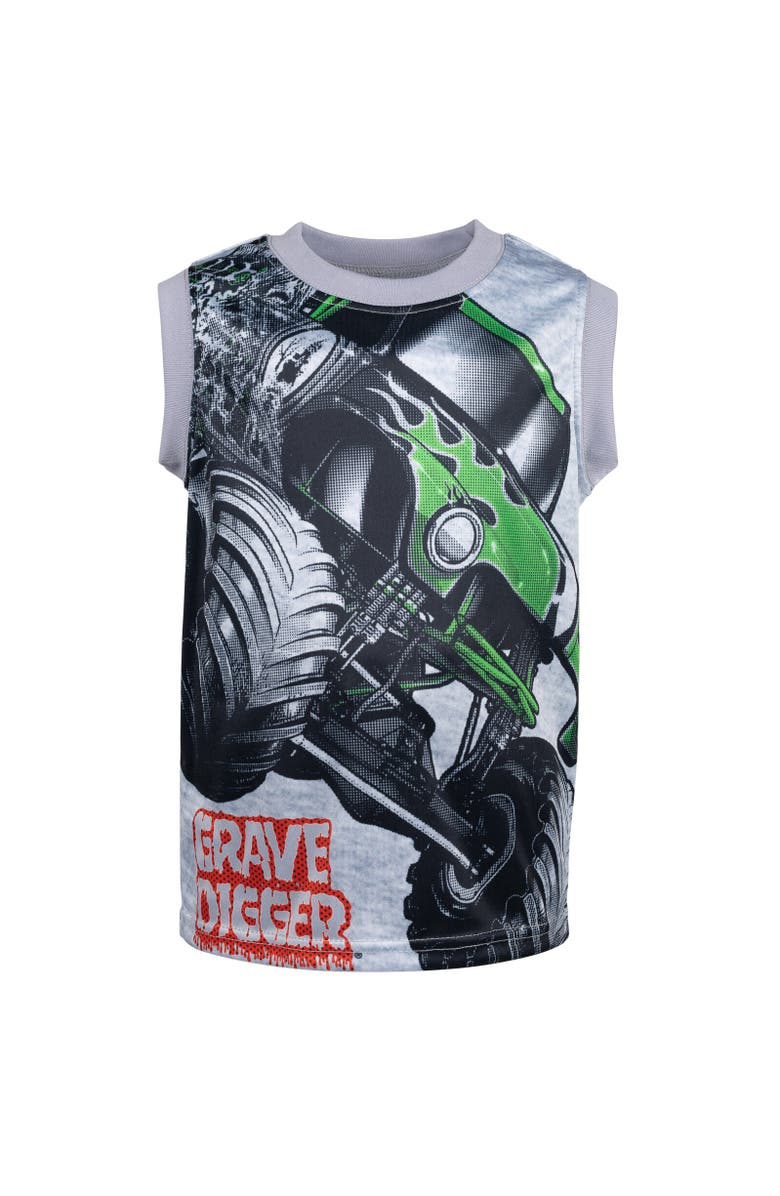 Monster Jam 3pc Tank Top, Tee & Shorts Set, Alternate, color, Black Green Monster Jam Trucks