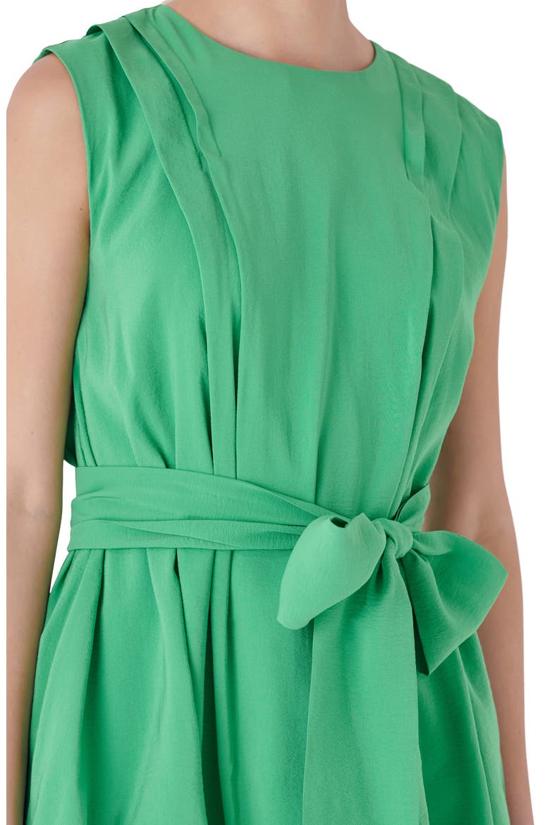Pintuck Tie Belt Dress, Alternate, color, KELLY GREEN