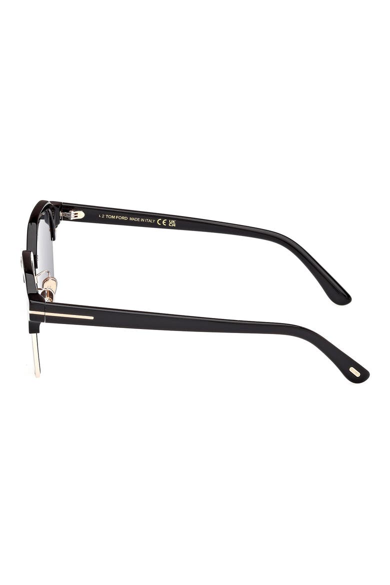 54mm Browline Sunglasses, Alternate, color, SHINY BLACK / SMOKE