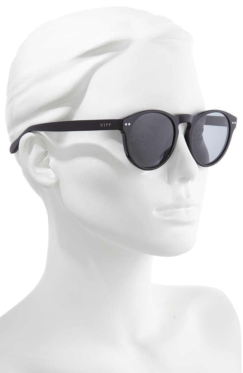 DIFF Cody 50mm Polarized Round Sunglasses, Alternate, color, Black/ Grey