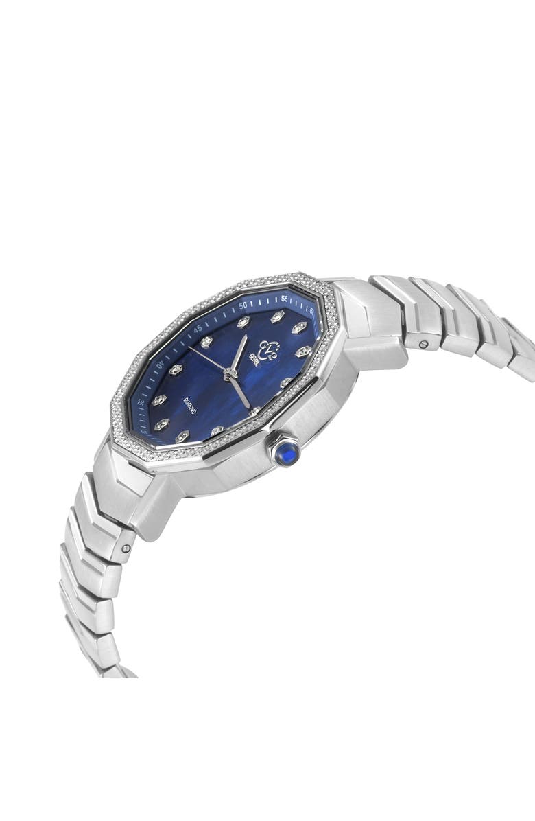 GEVRIL Spello II Mother-of-Pearl & Diamond Bracelet Watch, 36mm, Alternate, color, Silver