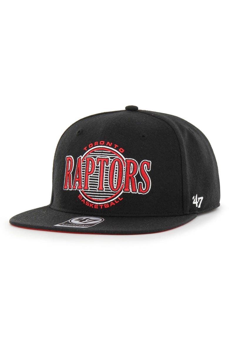 '47 Men's '47 Black Toronto Raptors High Post Captain Snapback Hat, Main, color, 