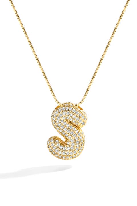 Pave Bubble Initial Necklace