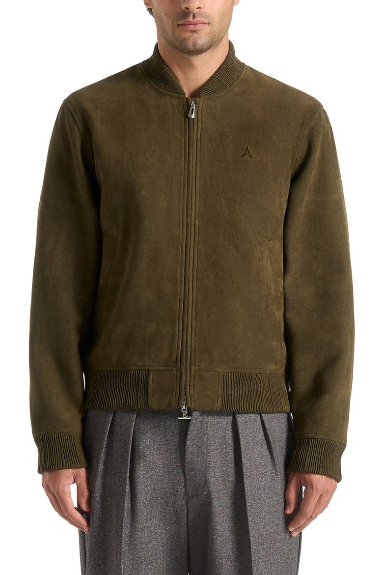 Arsene Suede Bomber Jacket, Alternate, color, Olive