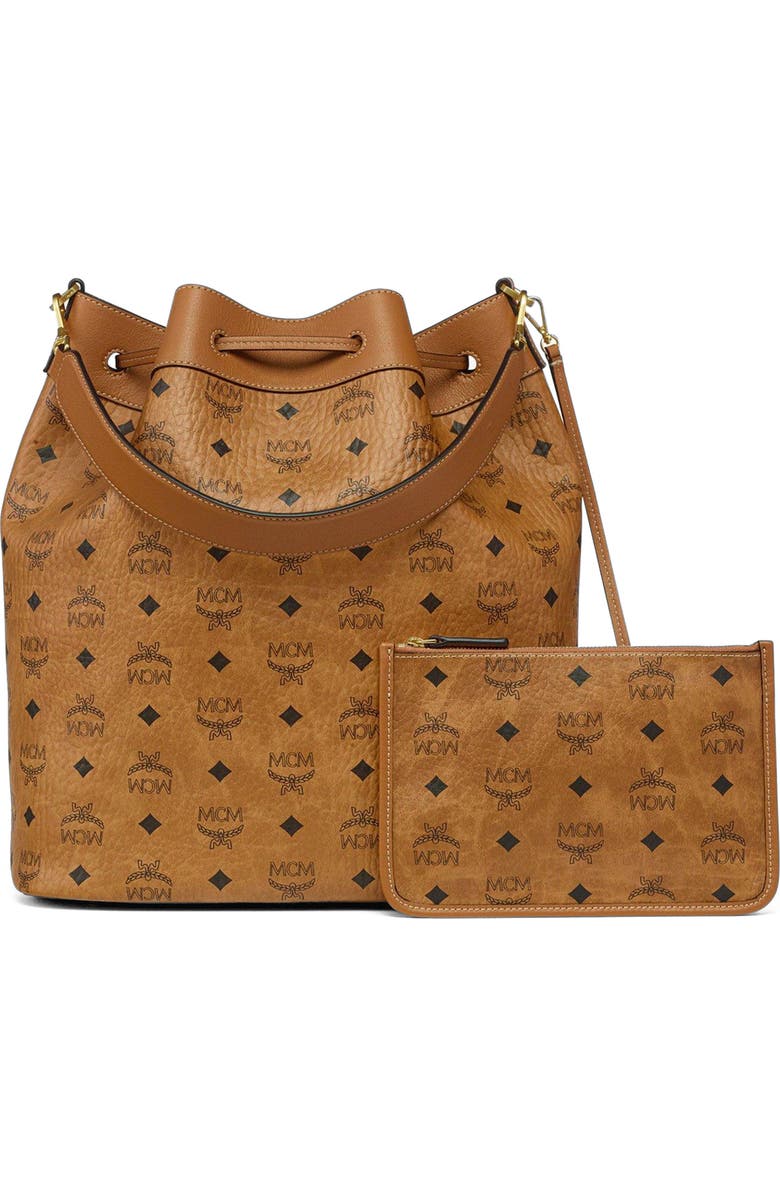 MCM Large Dessau Drawstring Bag in Visetos, Alternate, color, Co