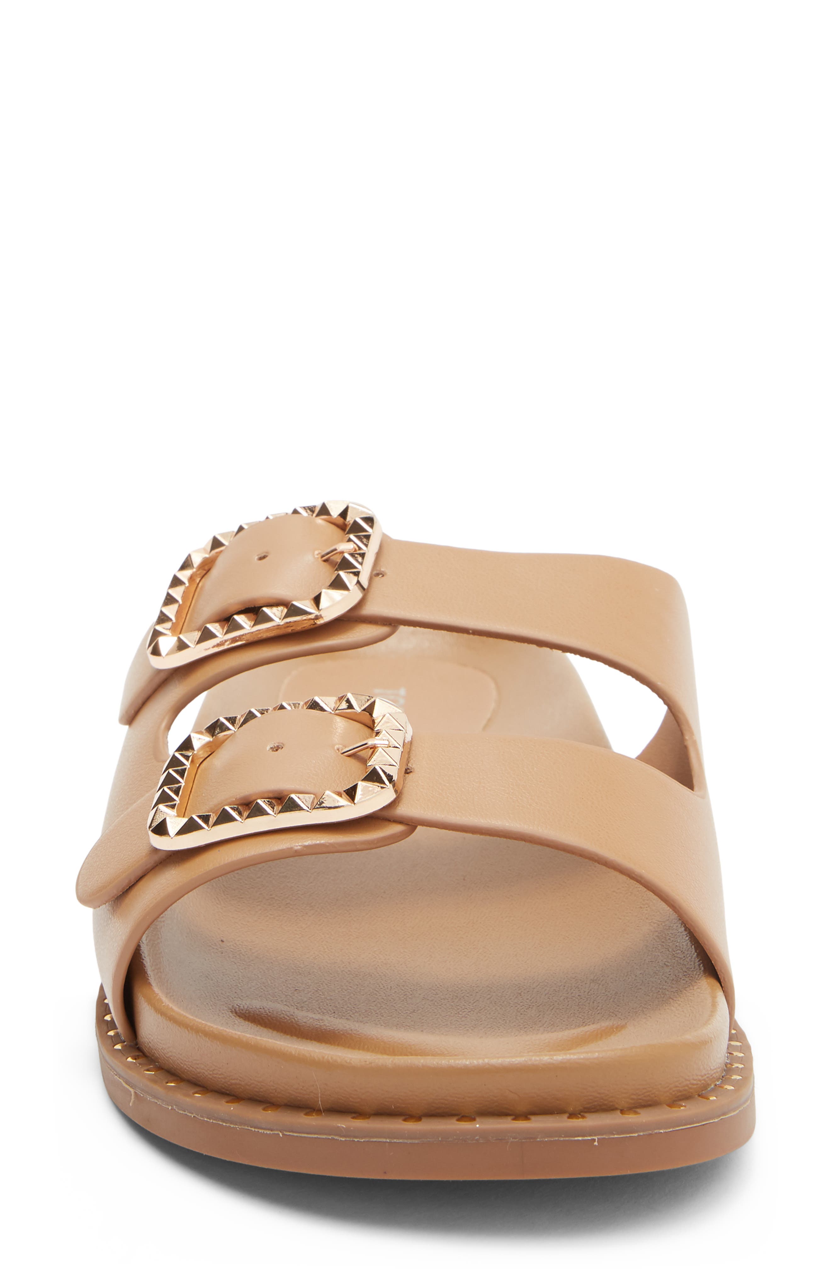 TOP MODA Sailor Double Strap Slide Sandal, Alternate, color, Camel