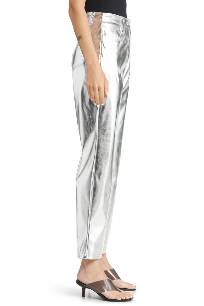 Metallic Straight Leg Pants, Alternate, color, SILVER