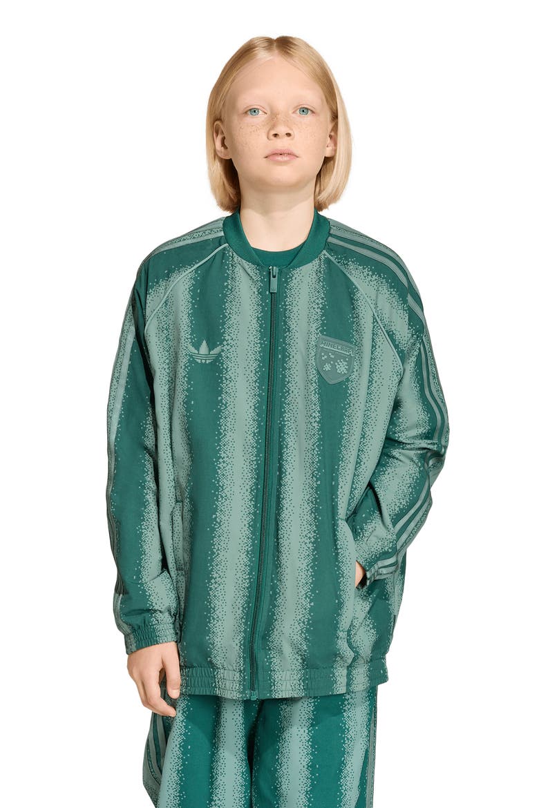 Kids' Minecraft 3-Stripes Track Jacket, Alternate, color, COLLEGIATE GREEN/ TECH EMERALD