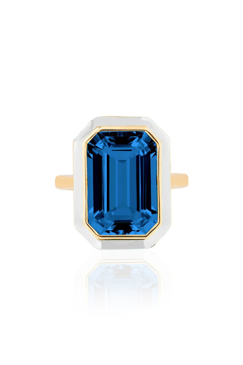 Queen Emerald Cut Ring, Alternate, color, DEEP BLUE / WHITE