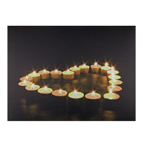 Northlight LED Lighted Flickering Heart-Shaped Candles Canvas Wall Art 15.75" in Black 