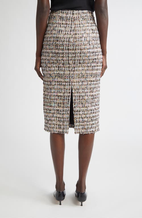 St John St. John Metallic Tweed Pencil Skirt In Brown