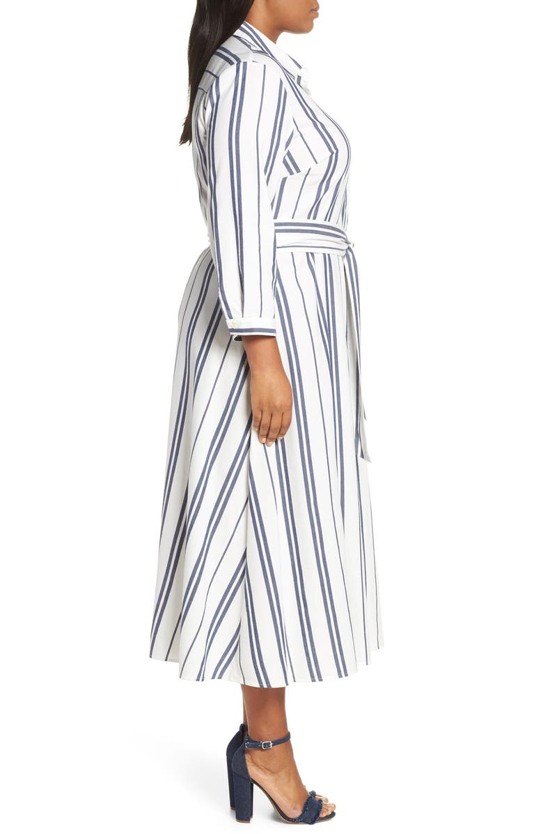 Vince Camuto Valiant Stripe Midi Shirtdress, Alternate, color,