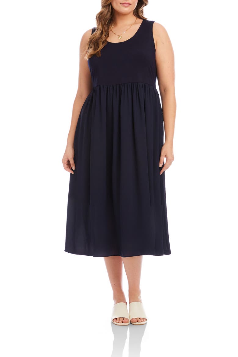 Sleeveless Contrast Midi Dress, Main, color, NAVY