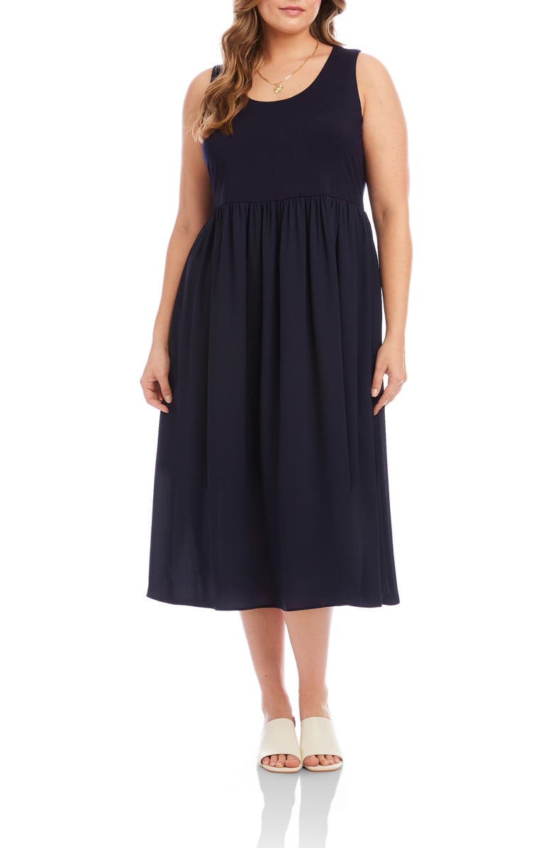 Karen Kane Sleeveless Contrast Midi Dress, Main, color, Navy