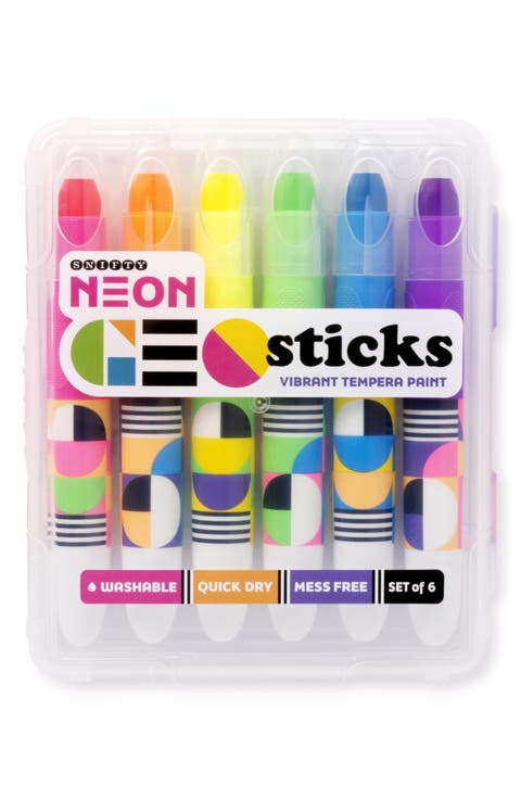 Geo Sticks 6-Pack Neon Tempera Paint Sticks