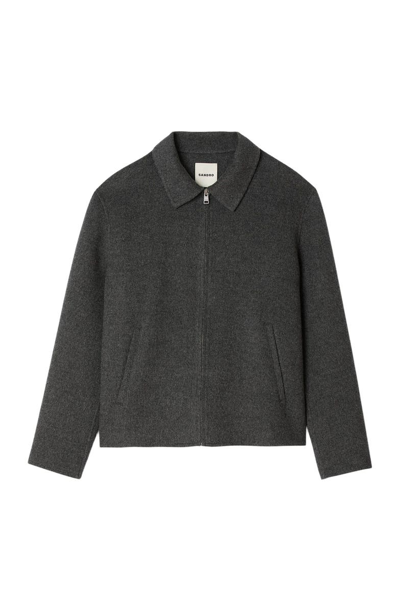 SANDRO Double-faced wool jacket, Alternate, color, Dark Grey