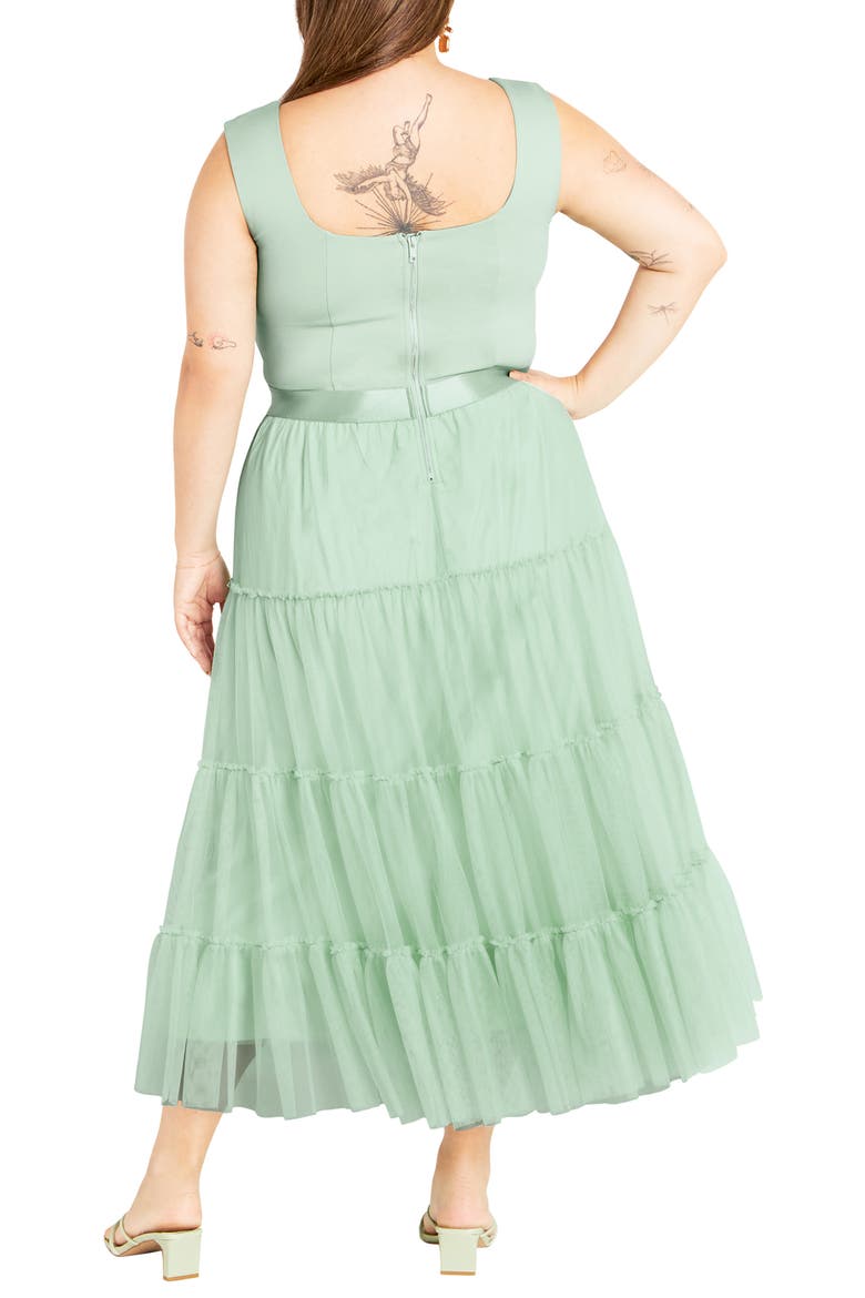 Sherie Sleeveless Tiered Tulle Dress, Alternate, color, MINTY