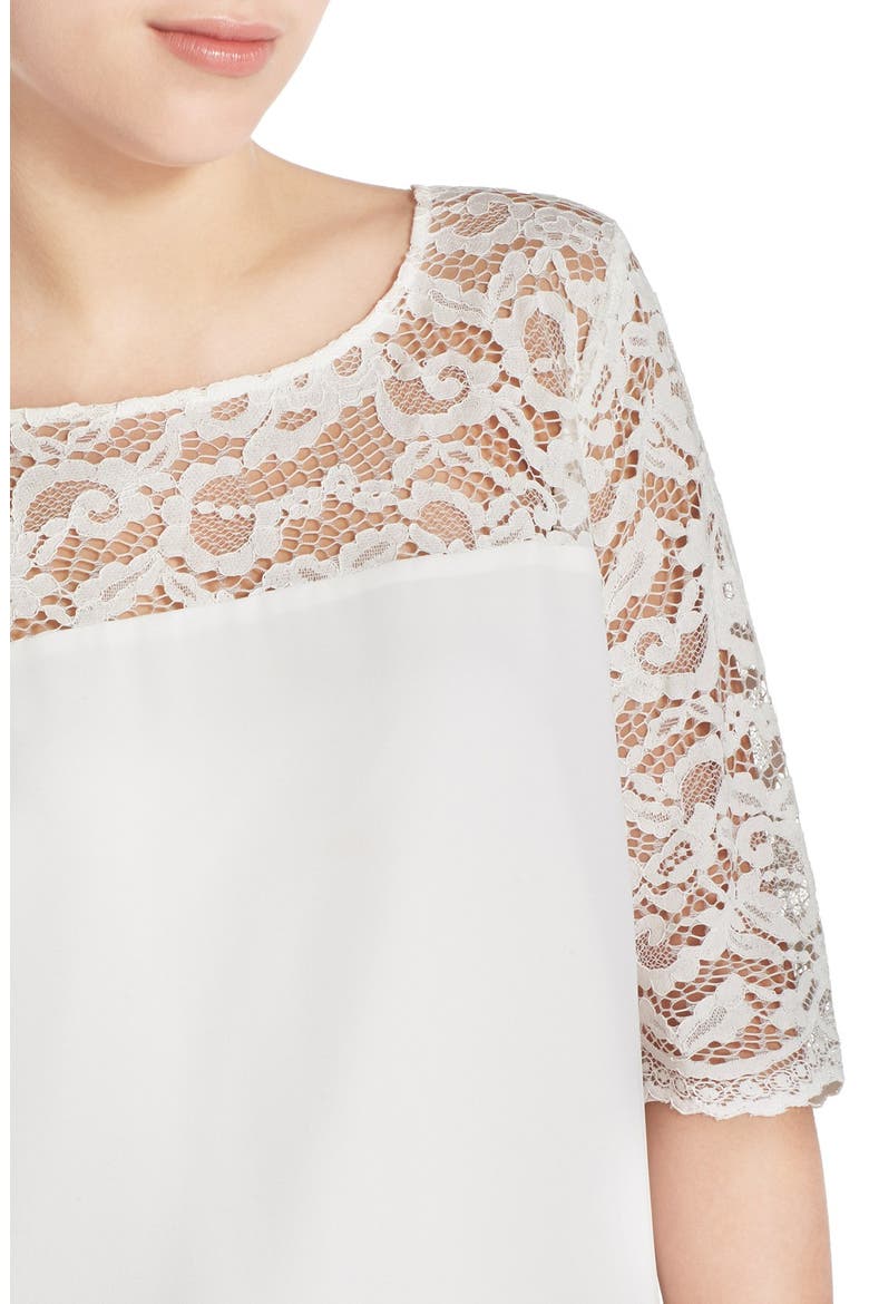 BB Dakota 'Fisher' Lace Yoke Woven Shift Dress, Alternate, color, IVORY