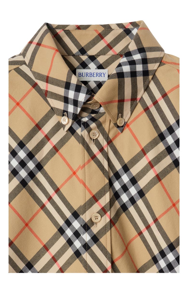 Burberry Relaxed Fit Check Cotton Flannel Shirt, Alternate, color, Sand Beige