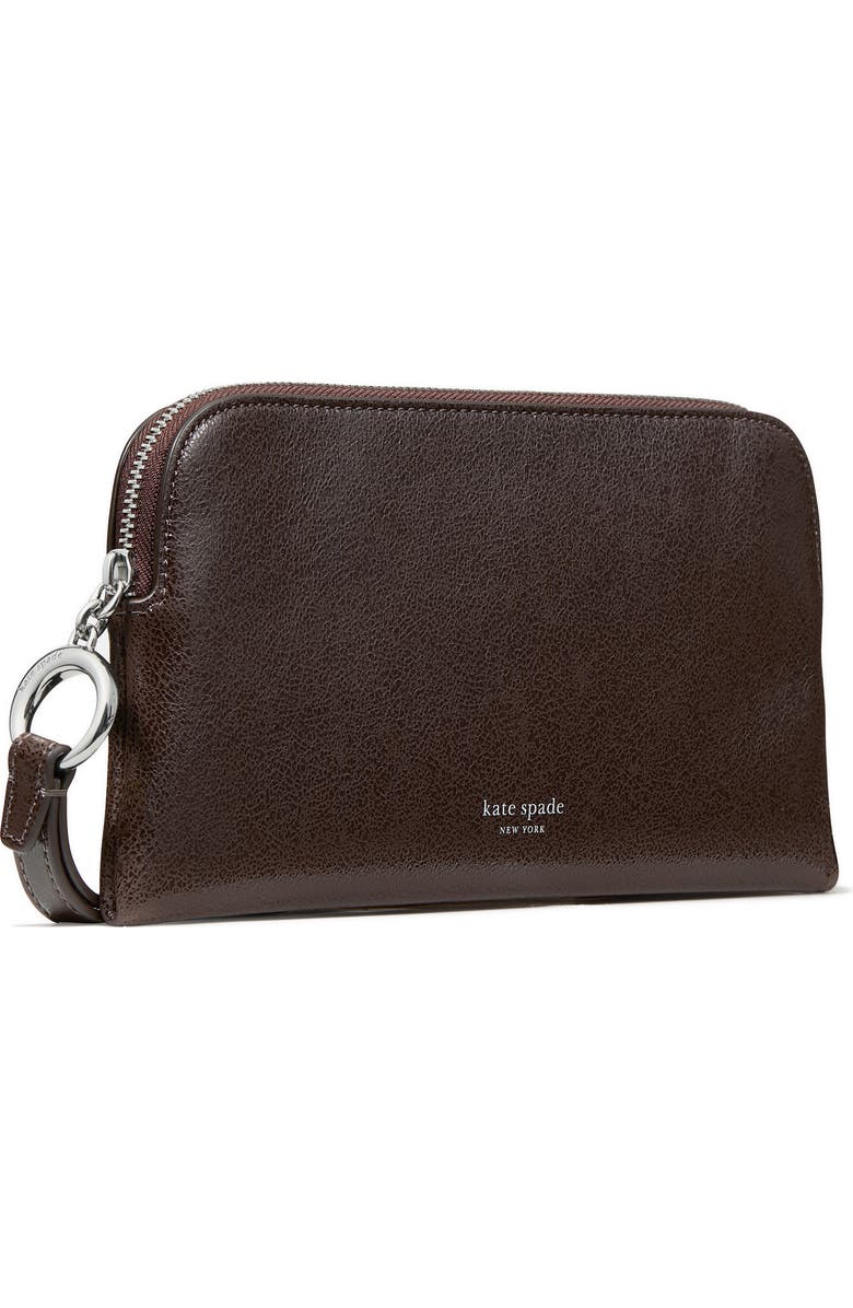 Kate Spade New York halo glazed medium leather wristlet, Alternate, color, Hot Fudge