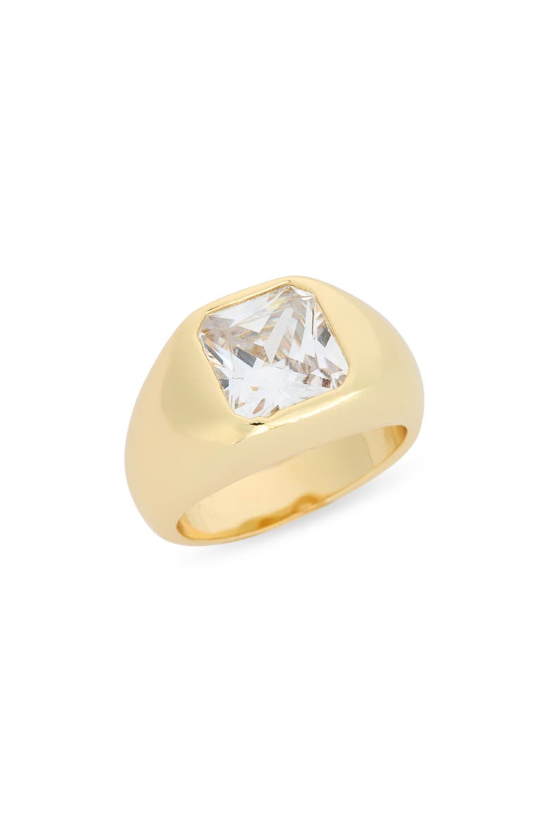 CZ Signet Ring, Main, color, CLEAR- GOLD