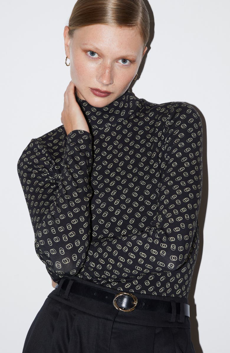 & Other Stories Geo Print Turtleneck Top, Alternate, color, 