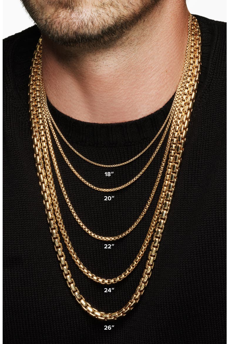 Men's 18K Yellow Gold Box Chain Necklace, 3.4mm, Alternate, color, 18KYG