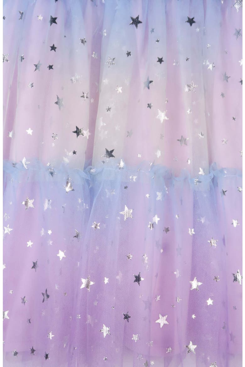 Kids' Foiled Star Mesh Dress, Alternate, color, ORCHID MULTI