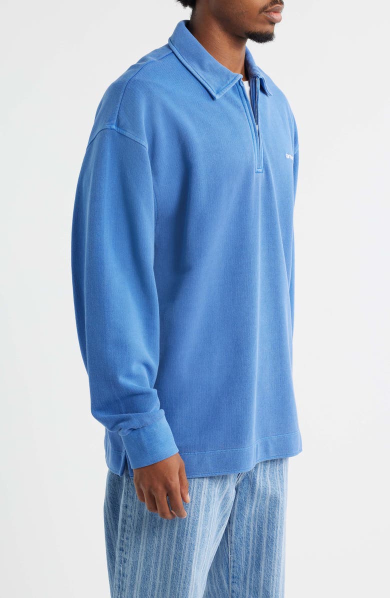 Carhartt Work In Progress Cotton Piqué Quarter Zip Pullover, Alternate, color, Wolfsbane / White Garment Dyed