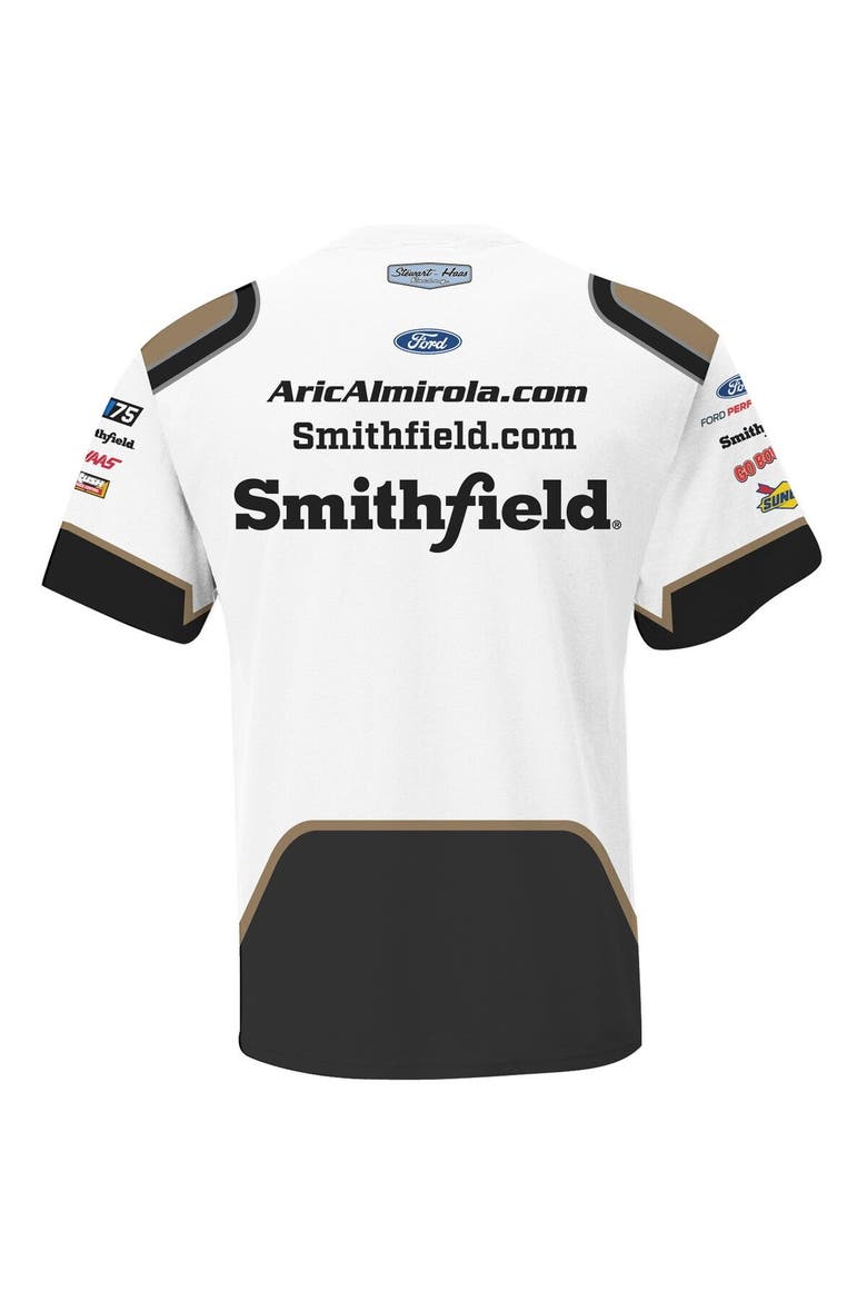Men's Stewart-Haas Racing Team Collection White Aric Almirola Smithfield Sublimated Team Uniform T-Shirt, Alternate, color, White