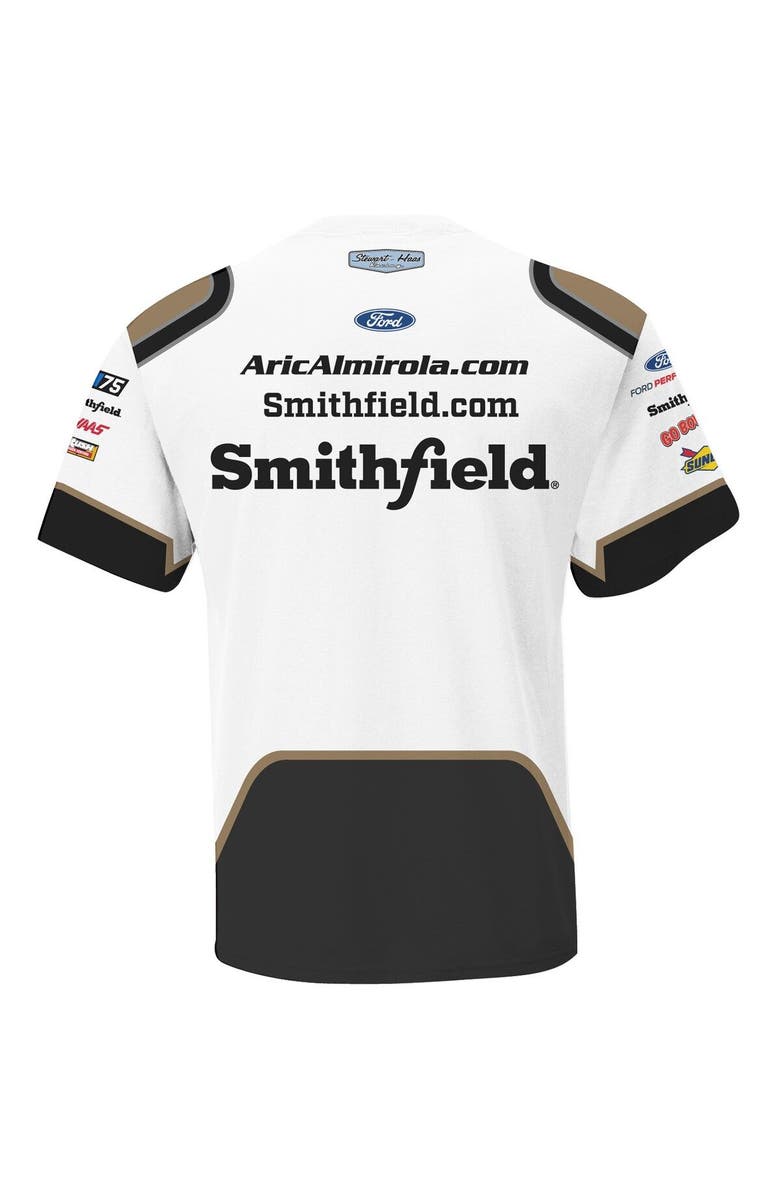 STEWART-HAAS RACING Men's Stewart-Haas Racing Team Collection White Aric Almirola Smithfield Sublimated Team Uniform T-Shirt, Alternate, color, White
