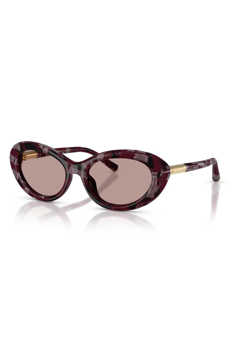 Dolce&Gabbana 54mm Oval Sunglasses, Alternate, color, Pearl Havana Purple / Brown