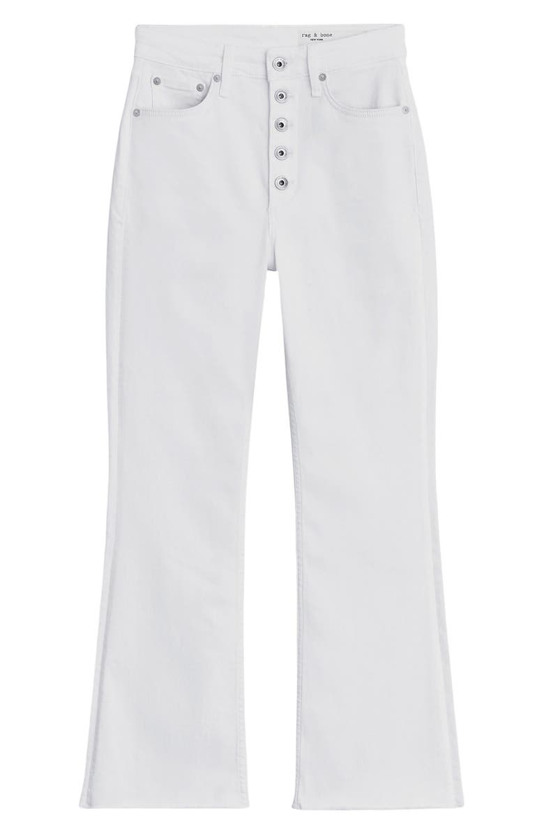 rag & bone Casey Exposed Button High Waist Ankle Flare Jeans, Alternate, color, Opticwht