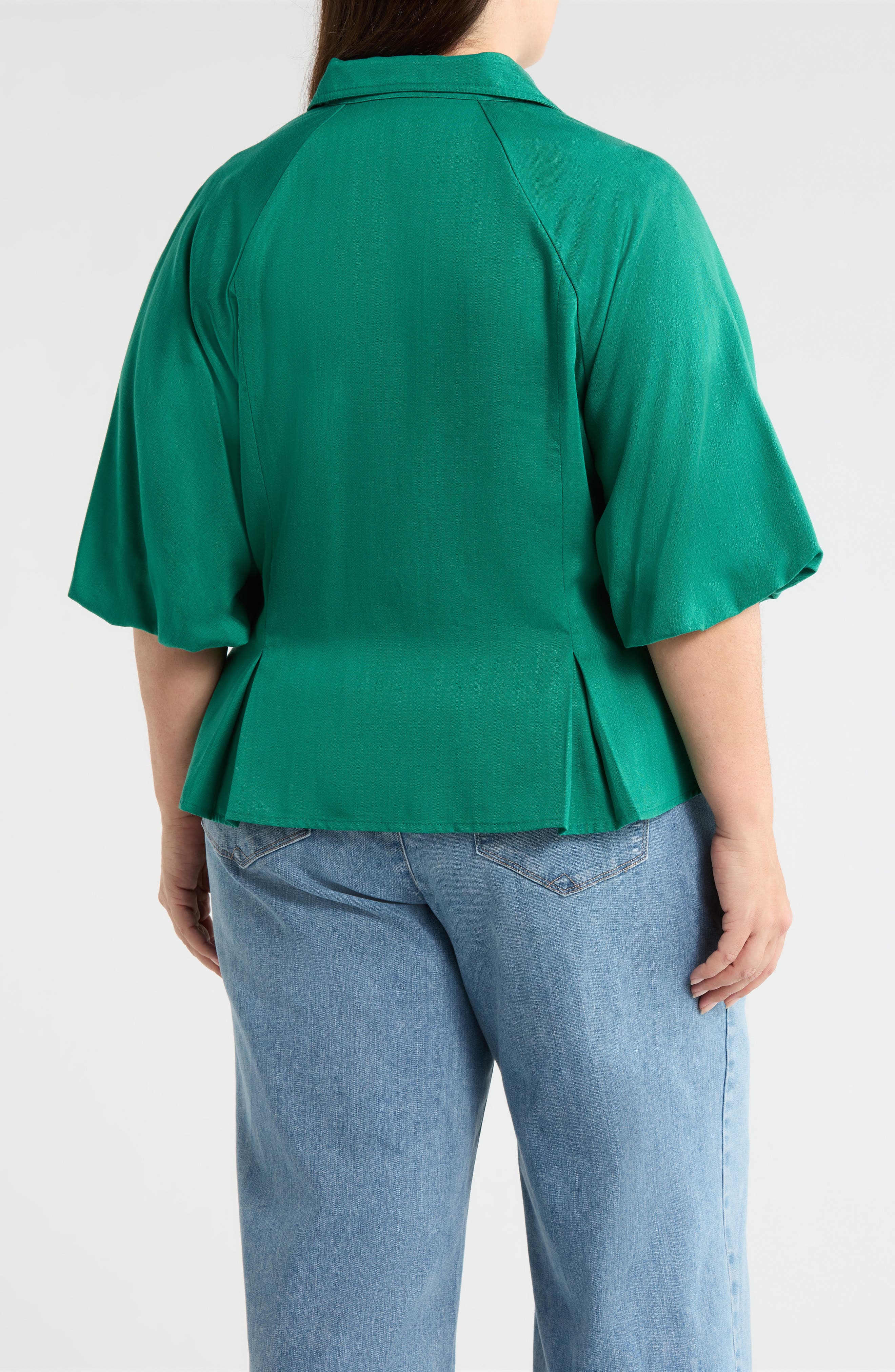 Bubble Sleeve Flare Button-Up Top - image 2