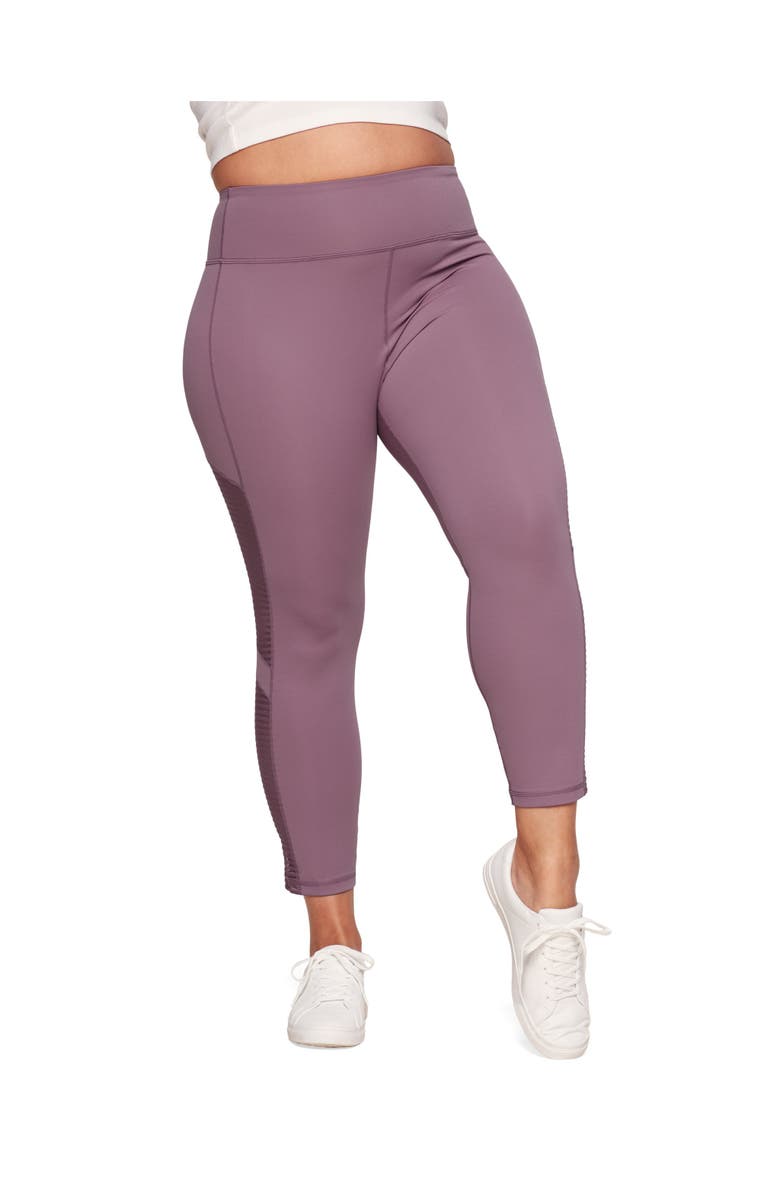 Adore Me Cali Active 7/8 Legging With Striped Mesh, Main, color, Dark Purple