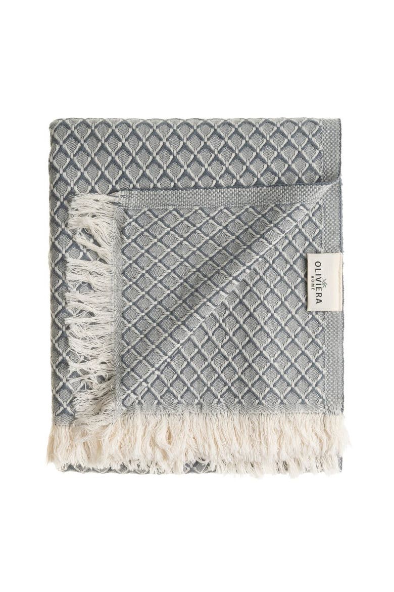 Serenity Grid Turkish Cotton Bath Towel, Alternate, color, Gray