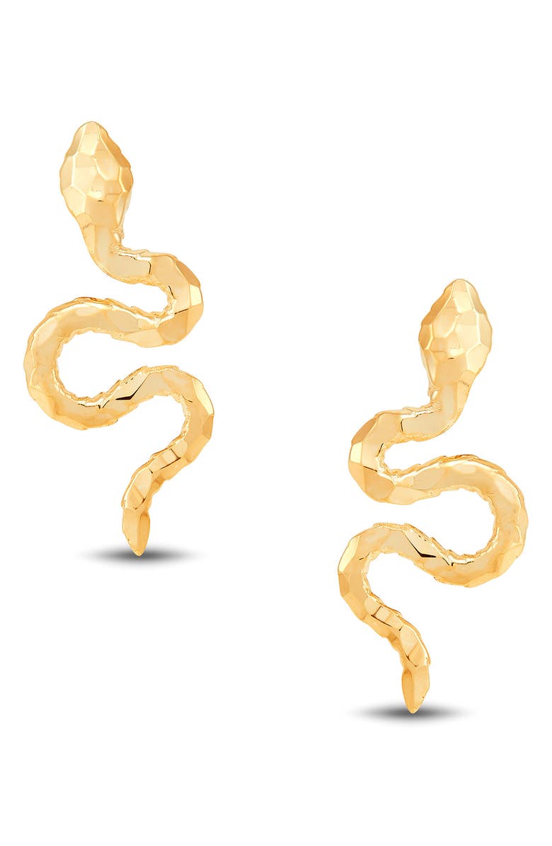 Frankie & Zoe Snake Stud Earrings, Main, color, Yellow Gold