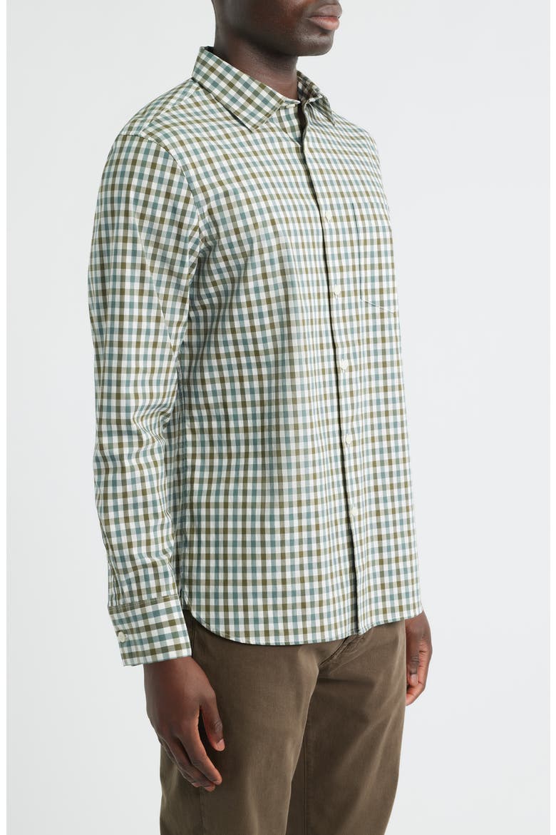 Jayde Plaid Stretch Button-Up Shirt, Alternate, color, WHITE- OLIVE JAYDE PLAID