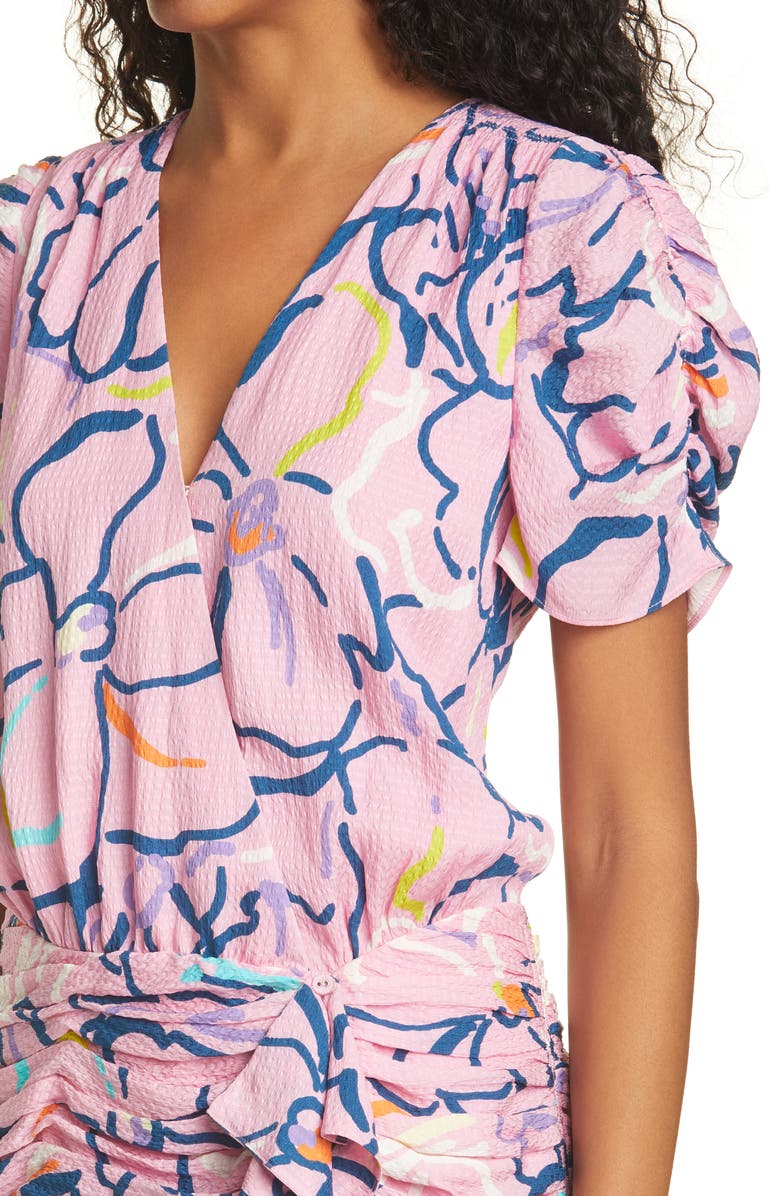 Tanya Taylor Zora Floral Ruffle Silk Dress, Alternate, color, 