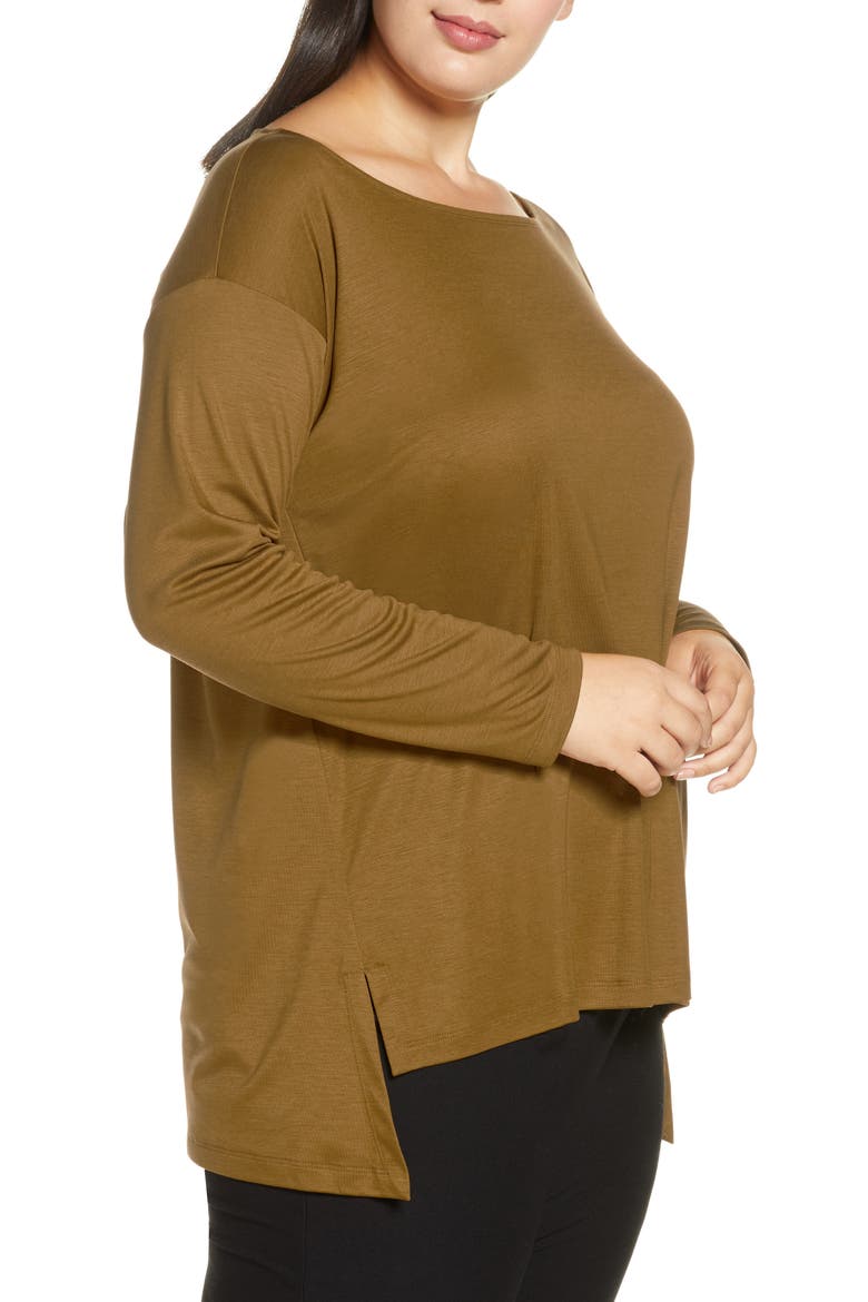 Ballet Neck Tencel® Lyocell Top, Alternate, color, GOLD LEAF