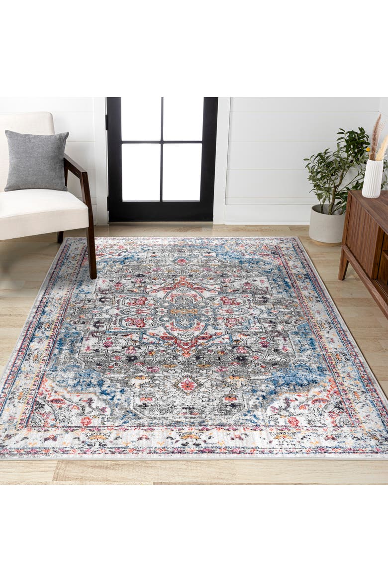 Maras Vintage Medallion Area Rug, Alternate, color, Gray/Red/Turquoise