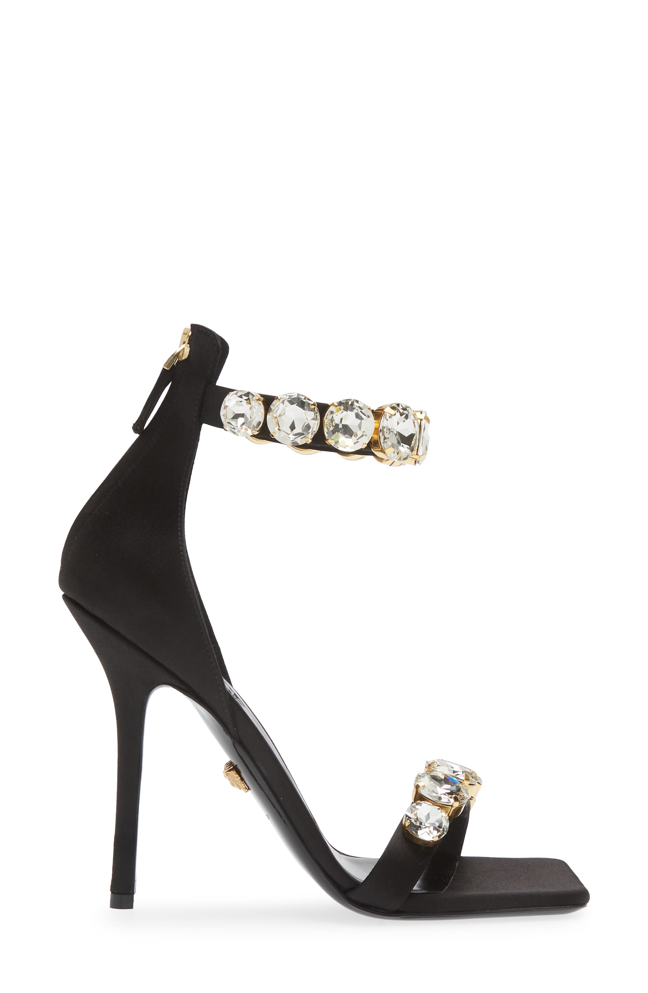 Versace Crystal Embellished Ankle Strap Sandal, Alternate, color, 