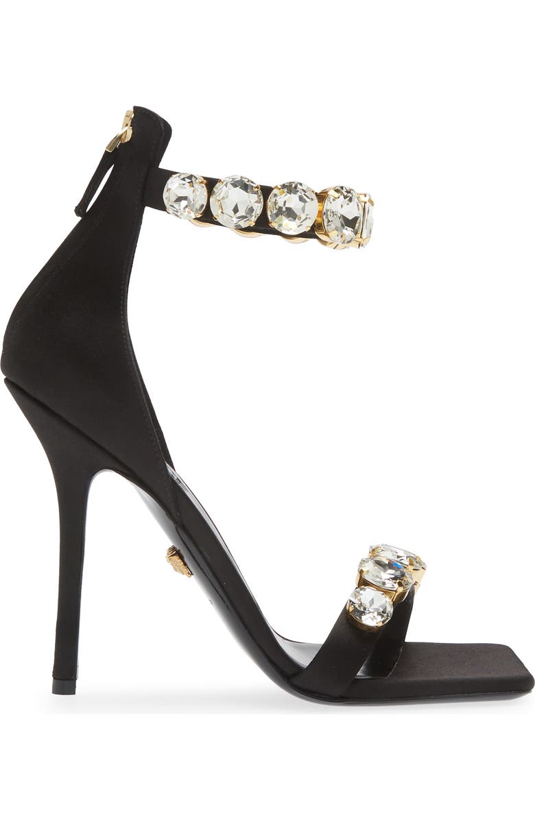 Versace Crystal Embellished Ankle Strap Sandal, Alternate, color,
