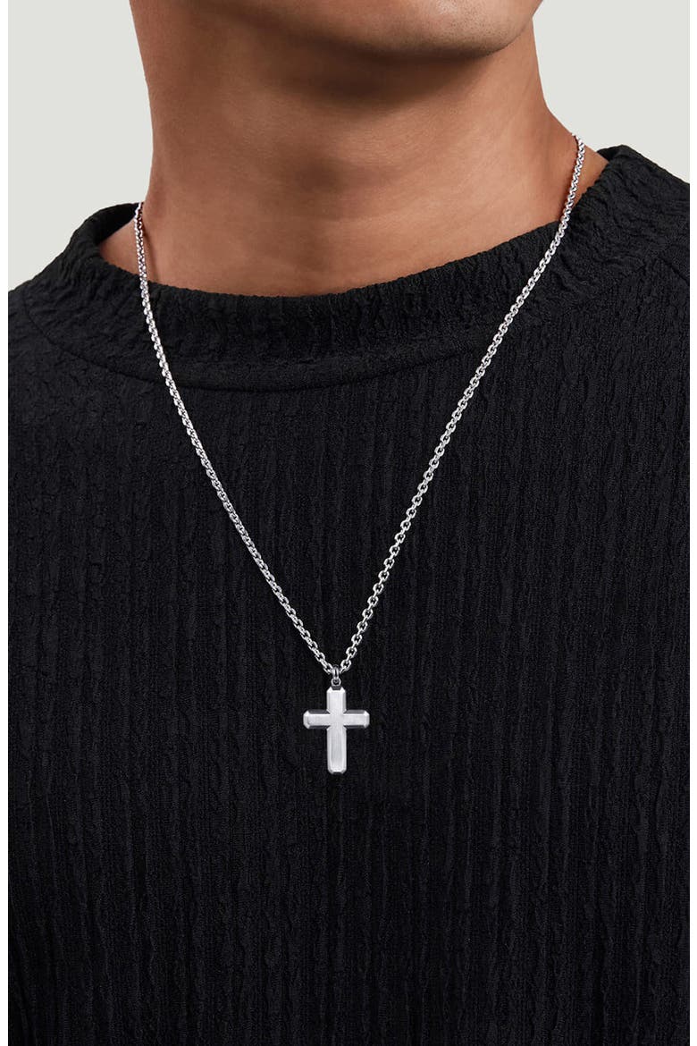 Contemporary Sterling Silver Cross Pendant, Alternate, color, STERLING SILVER