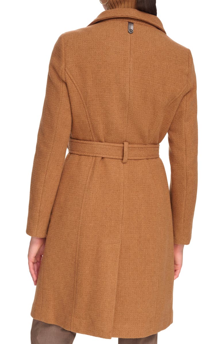Calvin Klein Angled Zip Twill Coat, Alternate, color, Dark Camel