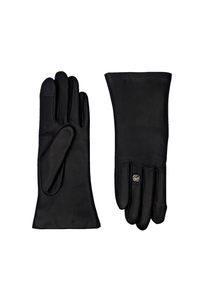 Lambskin Glove Lined in Alpaca with Gem on the Ring Finger, Main, color, Tnoir