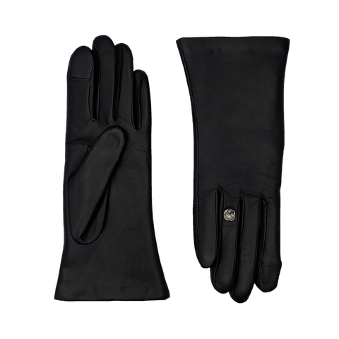 Lambskin Glove Lined in Alpaca with Gem on the Ring Finger