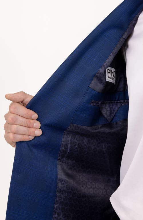 Pino By Pinoporte Tonal Plaid Stretch Wool Suit In Blue